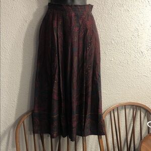 Burgundy Paisley Midi Skirt with Multicolor Accents